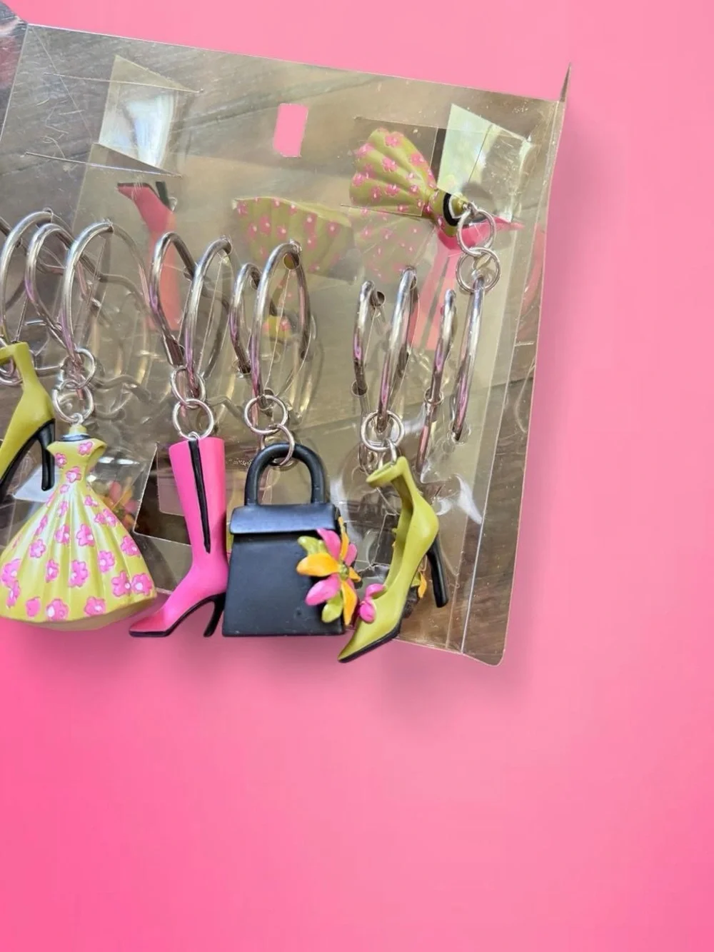 vintage y2k fashionista shopaholic shower curtain hooks deadstock